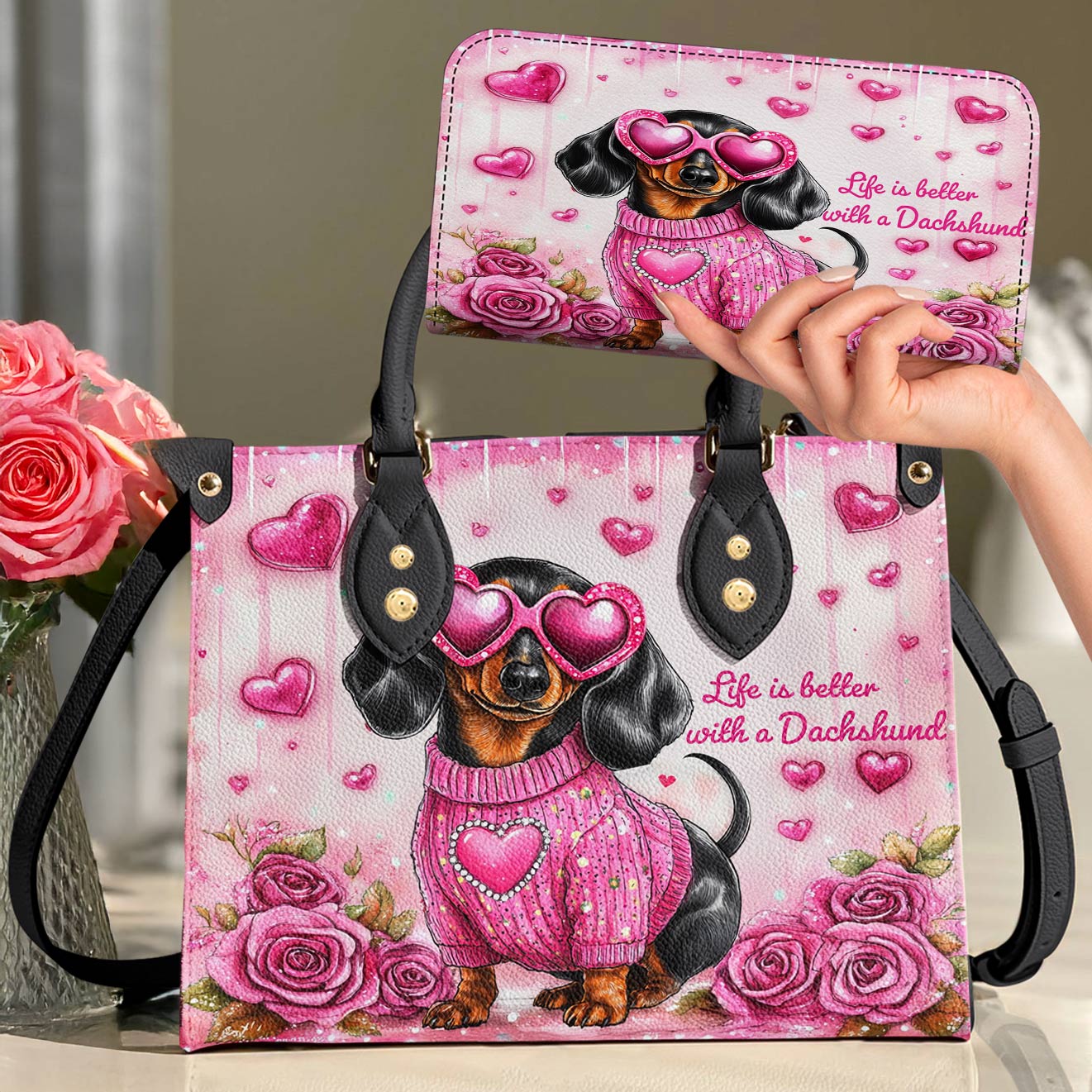 Dachshund Leather Bag Doxie In Love