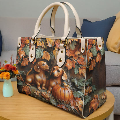 Dachshund Leather Bag Autumn Tails