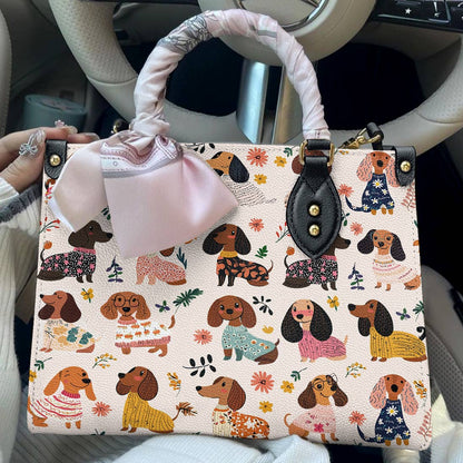 Dachshund Leather Bag Wagging In Bloom