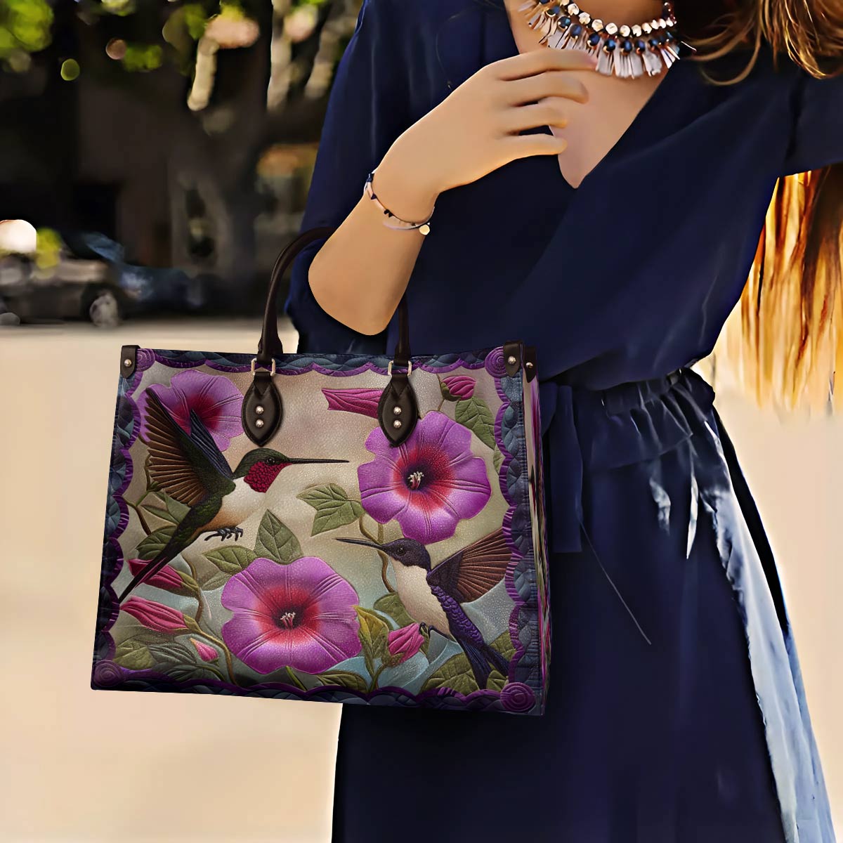 Leather Bag Hummingbird Lovely
