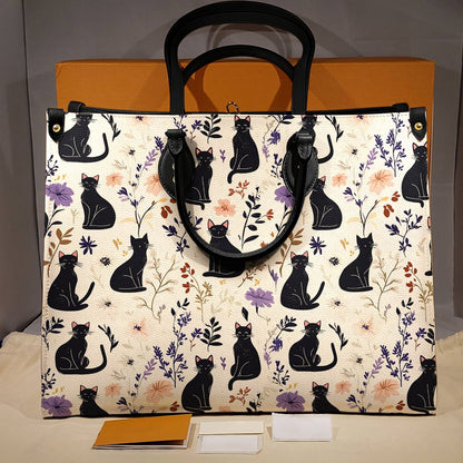 Leather Bag Enchanted Black Cat