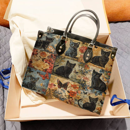 Leather Bag Mystic Floral Black Cat