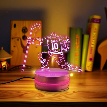 Personalized Hockey Player, Night Light, Custom Night Lights Kids, Night Lights, Bedroom Night Lights, Kids Bedroom Decor, Lights for Boys