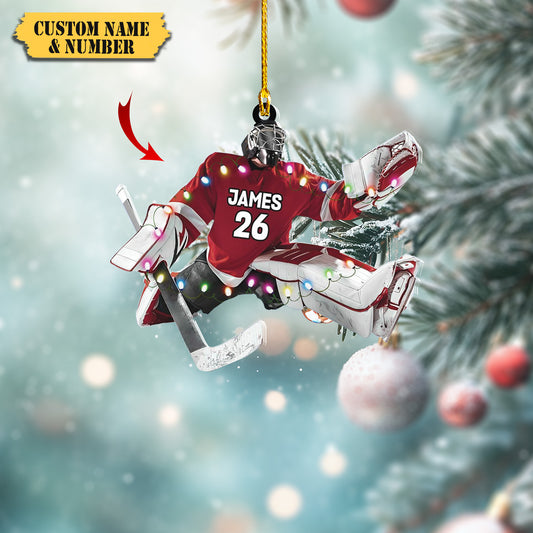 HomeDesign Personalized Hockey Christmas Ornament, Hockey Skates Helmet and Stick, Hockey Player Ornament44, Ornament Decoration, Ornament For Gift, Ornament Christmas