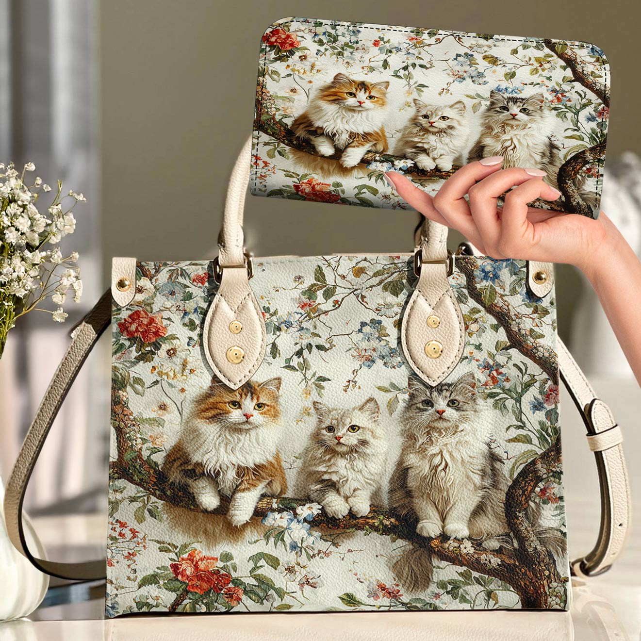 Cat Leather Bag Happy Cat Garden