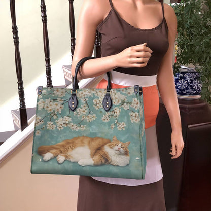Cat Leather Bag Sleeping Blossom