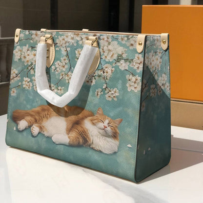 Cat Leather Bag Sleeping Blossom
