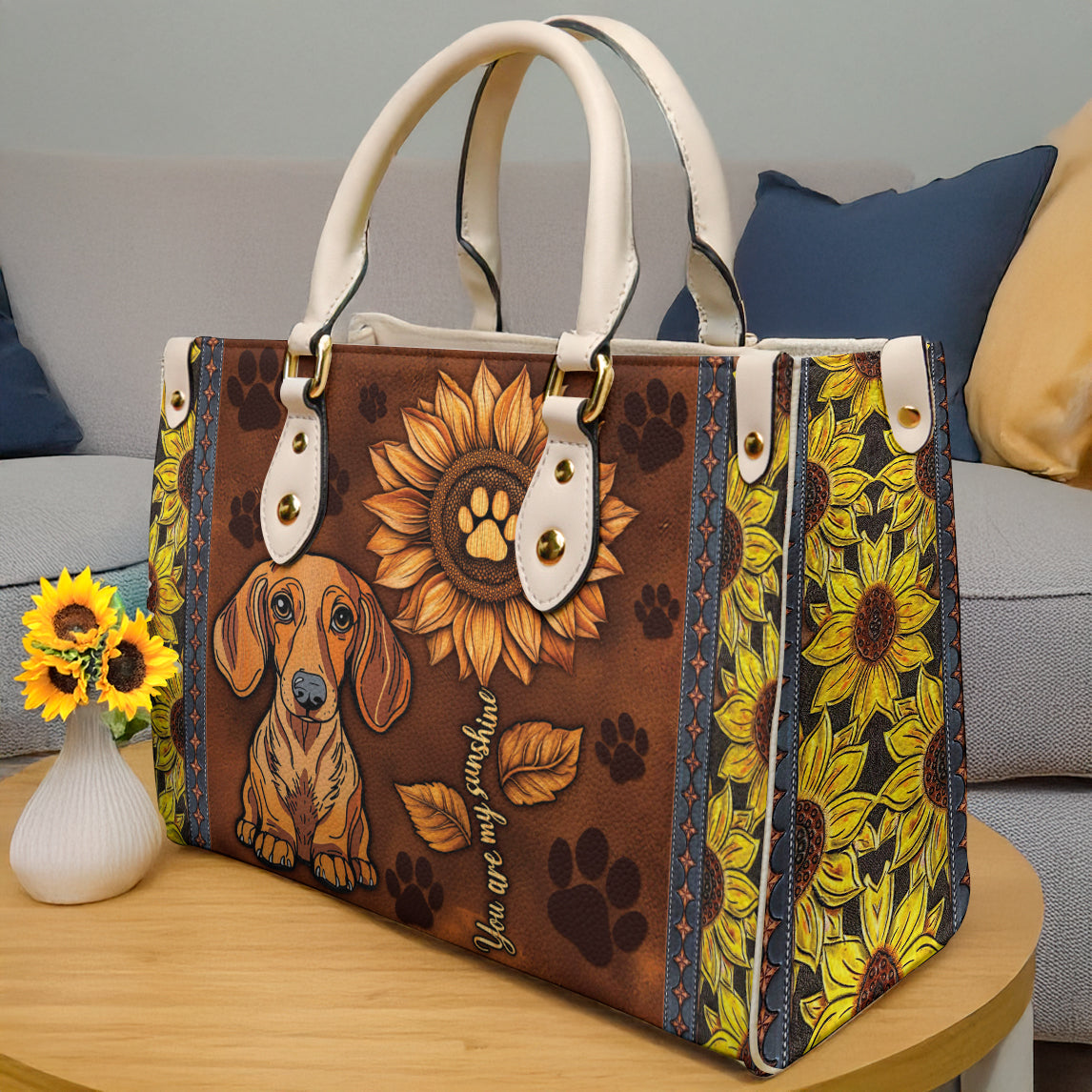 Leather Bag Dachshund You Are My Sunshine