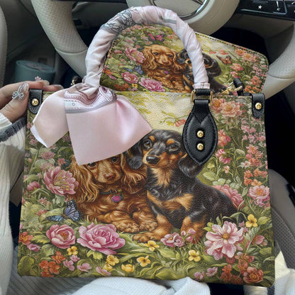 Leather Bag Dachshund Love In Bloom