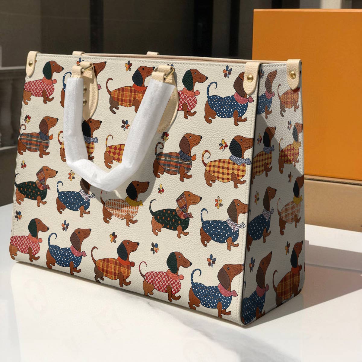Dachshund Leather Bag Joyful