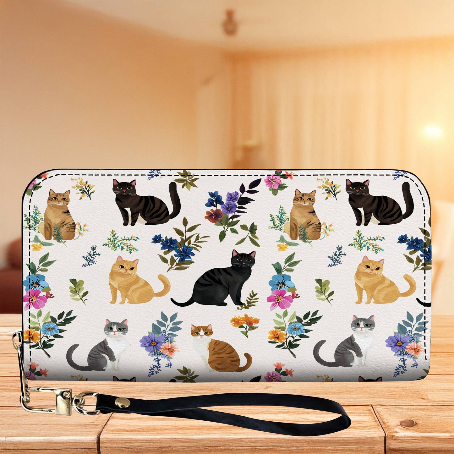 Cat Leather Bag Floral Gentle