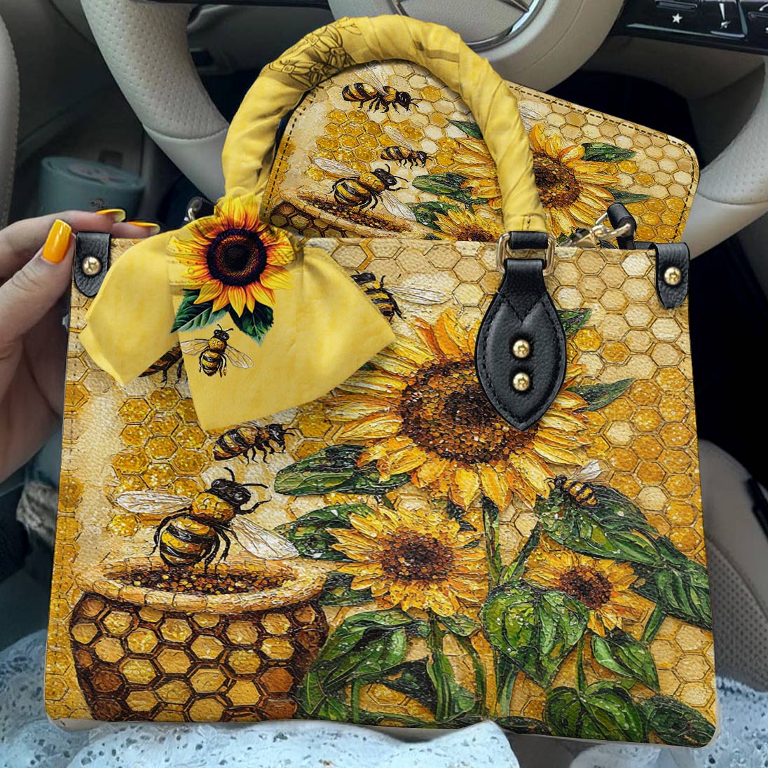 Leather Bag Bee Sunshine