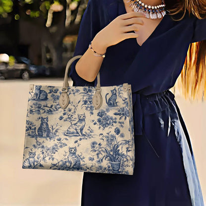 Leather Bag Blue Garden Whiskers