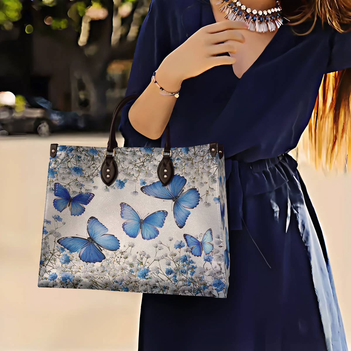 Butterfly Leather Bag Morning Sky
