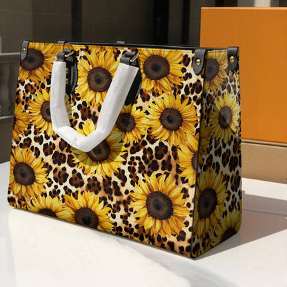 Leather Bag Leopard Sunflowers