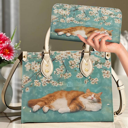 Cat Leather Bag Sleeping Blossom