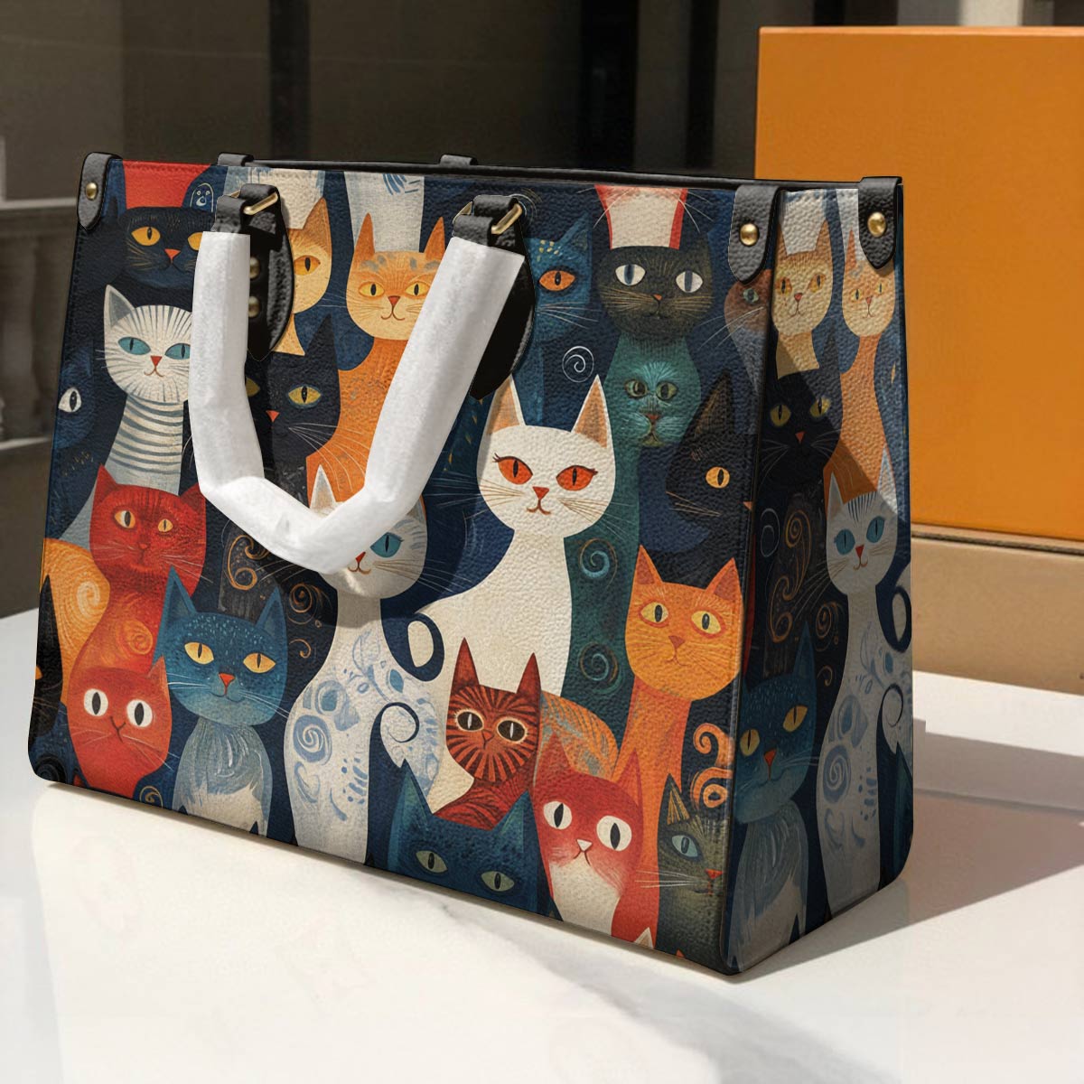 Cat Leather Bag Gentle Cat Friends