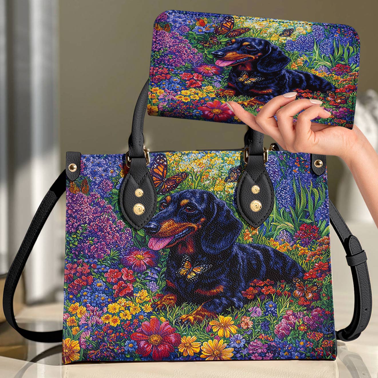 Leather Bag Garden Dachshund Delight