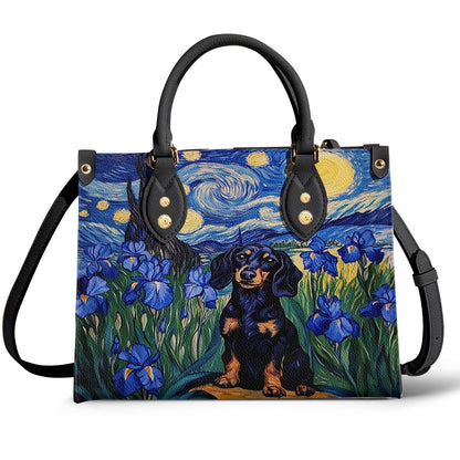 Leather Bag Irish Starry Night Dachshund Delight