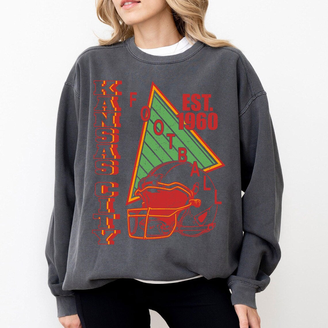 Kansas City Vintage Style Football Sweatshirt, Kansas City Football Crewneck, Kansas City Football T-shirt, Kansas City Fan Gifts Tee