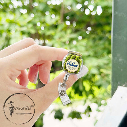 Pickles Jar Badge Reel, Funny Retractable ID Holder, Unique Nurse Badge Reel, Medical Badge Holder, Badge Holder