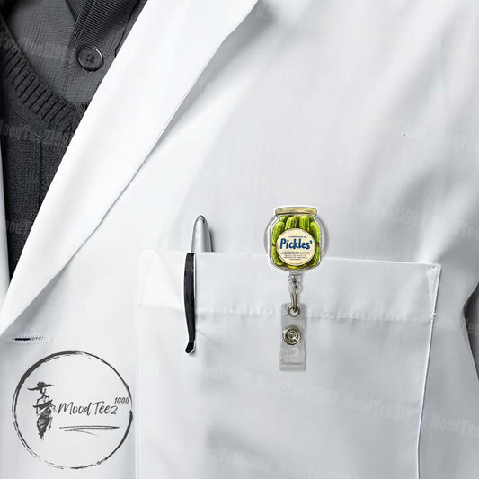 Pickles Jar Badge Reel, Funny Retractable ID Holder, Unique Nurse Badge Reel, Medical Badge Holder, Badge Holder