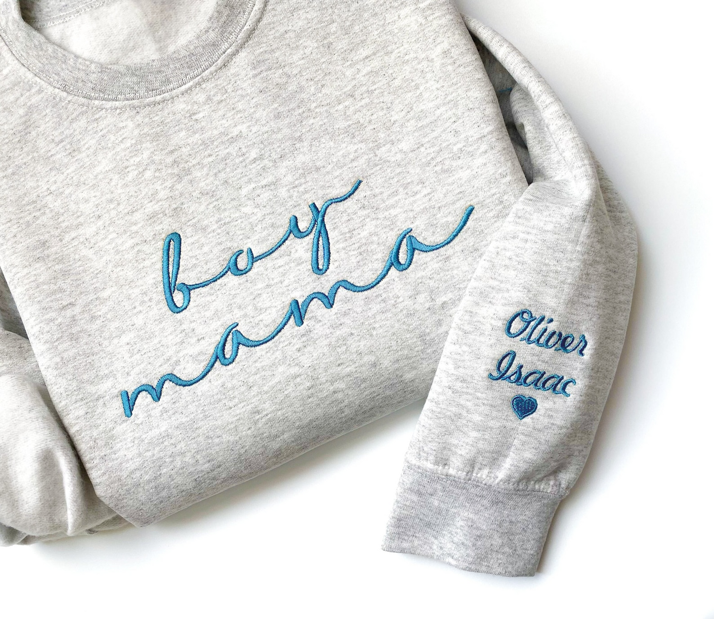 BOY MAMA SWEATSHIRT, Boy Mama Custom Mothers Day Gift Embroidered Mom Crewneck with Kids Names Sweatshirt Pregnancy Reveal Gift for New Mom