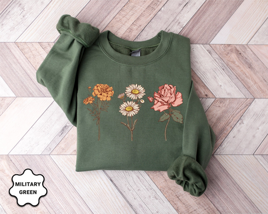Customize Birth Month Flower Sweatshirt, Christmas Gift For Mom, Grandma Sweatshirt, Mothers Day Gift, New Mom Gift, Mama Sweatshirt