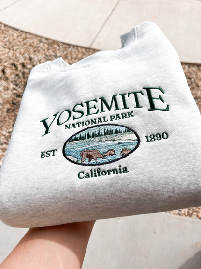 Embroidered Yosemite Sweatshirt, Hiking Embroidered Crewneck, National Park Sweater, Outdoors Gift, California Sweater, Cozy, Embroidered