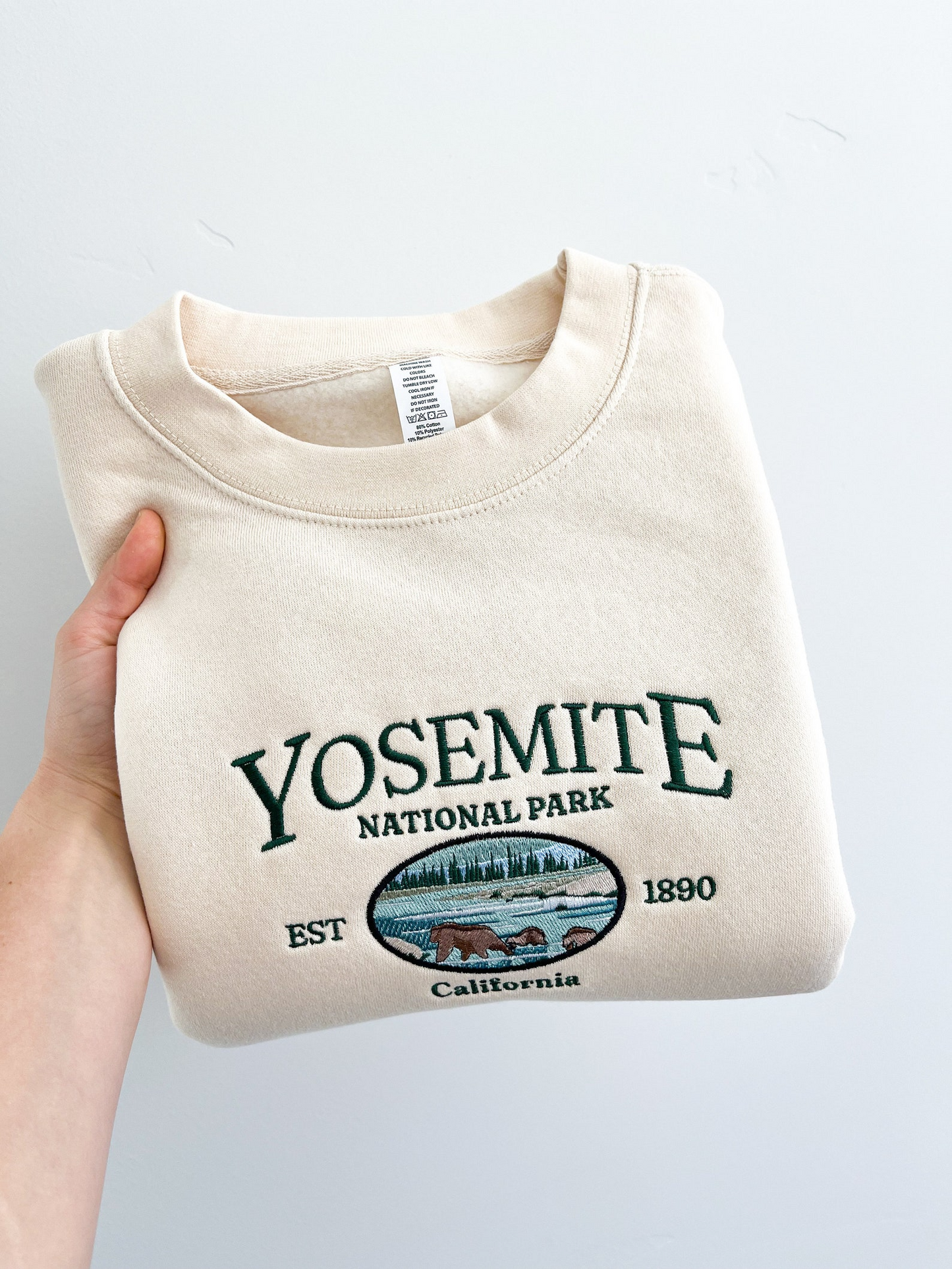 Embroidered Yosemite Sweatshirt, Hiking Embroidered Crewneck, National Park Sweater, Outdoors Gift, California Sweater, Cozy, Embroidered