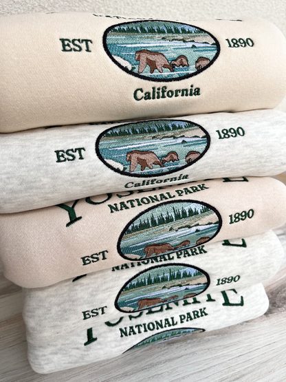 Embroidered Yosemite Sweatshirt, Hiking Embroidered Crewneck, National Park Sweater, Outdoors Gift, California Sweater, Cozy, Embroidered