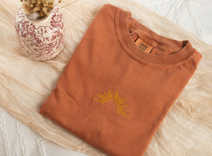 Embroidered Sun Tshirt, Embroidered Sunshine tshirt, Embroidered Summer Tshirt, Embroidered Boho Shirt, Trendy Tshirts for Men Women