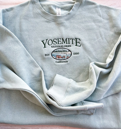 Embroidered Yosemite Sweatshirt, Hiking Embroidered Crewneck, National Park Sweater, Outdoors Gift, California Sweater, Cozy, Embroidered