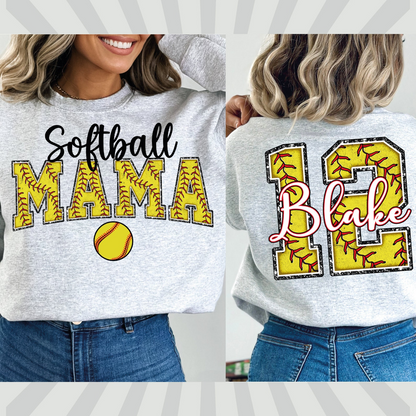 Personalized Softball Mom Sweatshirt, Gameday Softball Shirt, Custom Softball Shirt