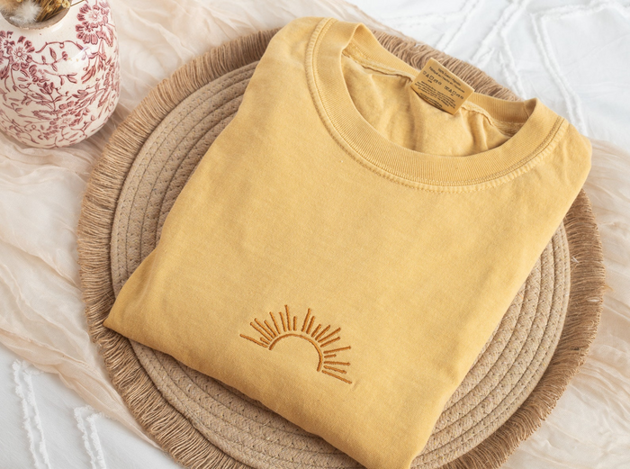 Embroidered Sun Tshirt, Embroidered Sunshine tshirt, Embroidered Summer Tshirt, Embroidered Boho Shirt, Trendy Tshirts for Men Women