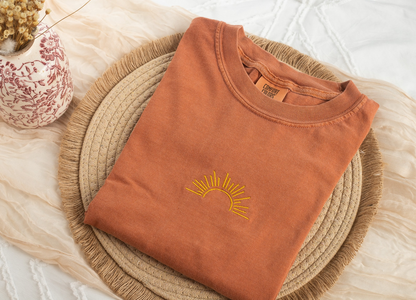 Embroidered Sun Tshirt, Embroidered Sunshine tshirt, Embroidered Summer Tshirt, Embroidered Boho Shirt, Trendy Tshirts for Men Women