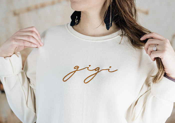 Embroidered Gigi Sweatshirt, Personalized Gifts For Gigi, Gigi Gift