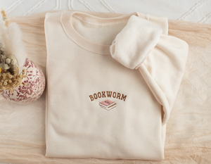 Embroidered Bookworm Sweatshirt, Embroidered Book Lover Sweatshirt, Sweatshirts for Book Club, Book Gifts, Book Club Gift, Book Sweatshirt