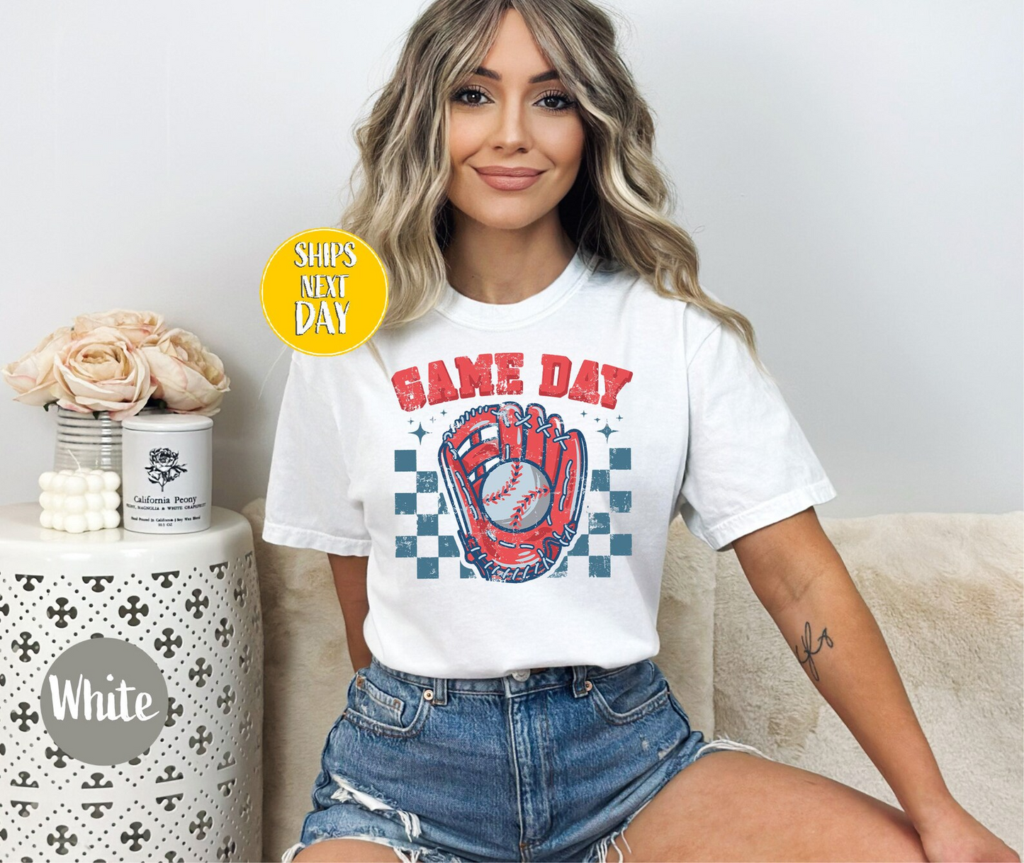 Checkered Game Day Baseball T-Shirt, Game Day Tees, Baseball Game Day Tee Shirt, Baseball Lover tshirt