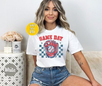 Checkered Game Day Baseball T-Shirt, Game Day Tees, Baseball Game Day Tee Shirt, Baseball Lover tshirt