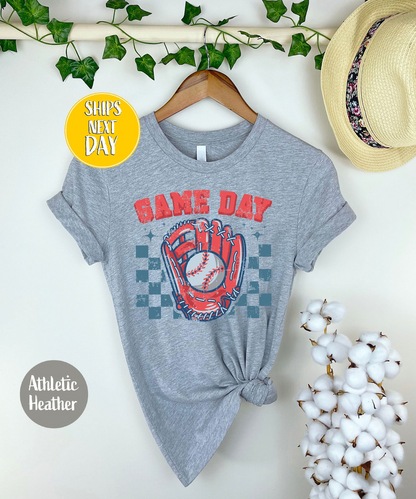 Checkered Game Day Baseball T-Shirt, Game Day Tees, Baseball Game Day Tee Shirt, Baseball Lover tshirt