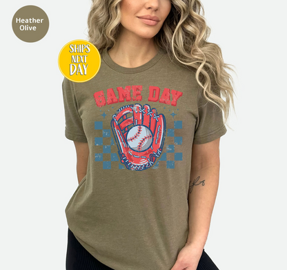 Checkered Game Day Baseball T-Shirt, Game Day Tees, Baseball Game Day Tee Shirt, Baseball Lover tshirt