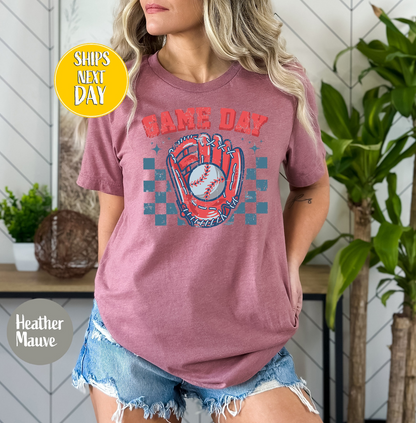 Checkered Game Day Baseball T-Shirt, Game Day Tees, Baseball Game Day Tee Shirt, Baseball Lover tshirt