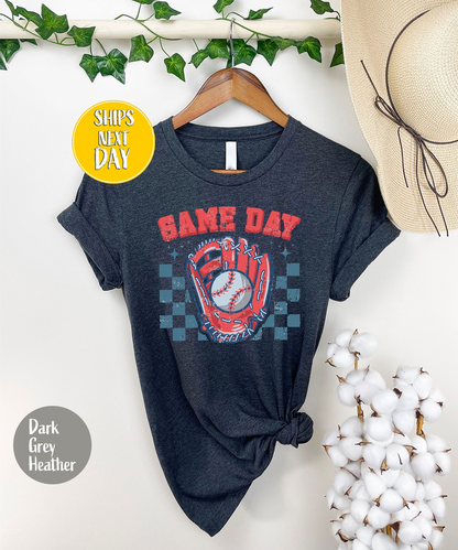 Checkered Game Day Baseball T-Shirt, Game Day Tees, Baseball Game Day Tee Shirt, Baseball Lover tshirt