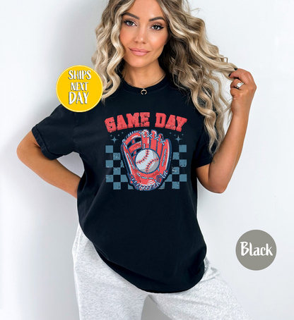 Checkered Game Day Baseball T-Shirt, Game Day Tees, Baseball Game Day Tee Shirt, Baseball Lover tshirt