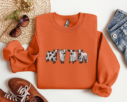 Embroidered Cow Sweatshirt, Embroidered Cow Halloween, Halloween Cow Shirt, Halloween Western Ghost Shirt, Spooky Season Shirt,Halloween Tee