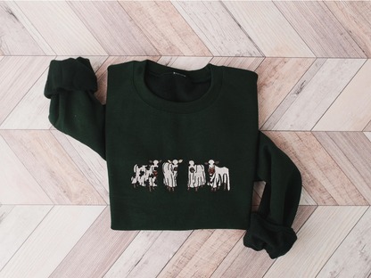 Embroidered Cow Sweatshirt, Embroidered Cow Halloween, Halloween Cow Shirt, Halloween Western Ghost Shirt, Spooky Season Shirt,Halloween Tee