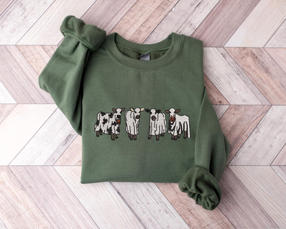 Embroidered Cow Sweatshirt, Embroidered Cow Halloween, Halloween Cow Shirt, Halloween Western Ghost Shirt, Spooky Season Shirt,Halloween Tee