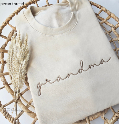 Embroidered Grandma Sweatshirt Custom Grandma Est Sweatshirt, Pregnancy Announcement, Grandma Gift, Nana, Gigi, Mother's Day Gift