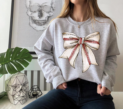 Coquette Baseball Sweatshirt, Baseball Mom Shirt, Game Day Shirt, Fall Baseball Season Tee, Baseball Bow Shirt